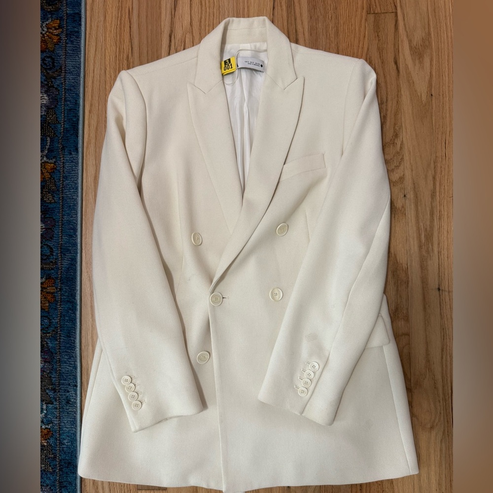 Zara oversized Cream Double-Breasted Blazer